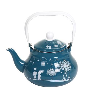 China High Quality Various Color Enamel Kettle Piece Decal Pear Shaped Teapot Viable For Home for sale