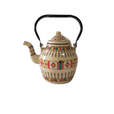 China 14CM Enamel Outdoor Teapot Style Viable Saudi Arabian Coffee Pot Kettle With Handle for sale