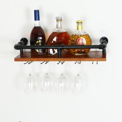 China With Bar Glass Metal Kitchen Rack Wall Mounted Wine Bottle Holder Display Rack With Wine Glass Cup Holder Hanging Wine Rack On The Wall for sale