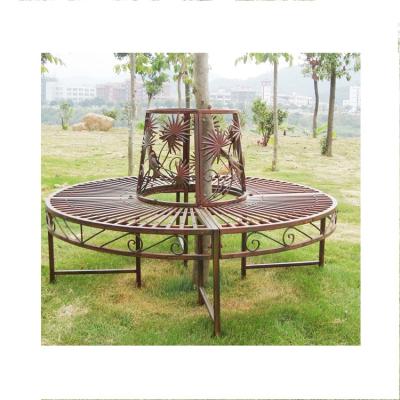 China With Seat Vintage Metal Wood Outdoor Garden Long Bench With Round Shaped Park Chair Around Outdoor Tree Chair for sale