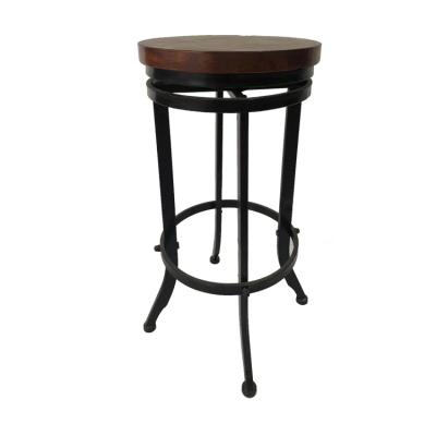 China Height Adjustable Bar Stool Loft Style Industrial Metal Bar Stool Umpire Chair With Revolving Seat Wood And Metal Leg for sale