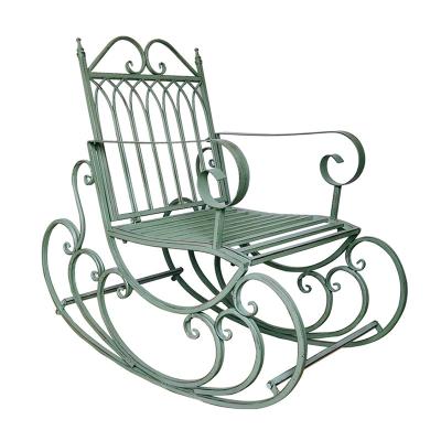 China With Seat Retro Wooden Stylish Metal Outdoor Garden Rocking Chair With Armrest Outdoor Garden Leisure Shelf Rocking Chair for sale