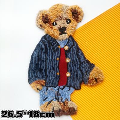 China Wholesale Custom Embroidery 3D Chenille Patches Lovely Bear OEM for sale