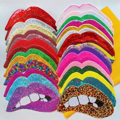 China Large 3D Fabric Stickers Sequins Embroidery Iron On Patches for sale