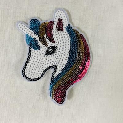 China Sequin Embroidered 3D Fabric Sticker Patch Fashion Sequins Computer Embroidery Patch for sale