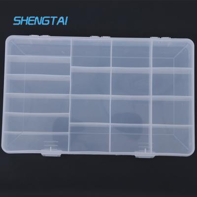 China Recycled Materials 18 Detachable Compartments Clear Plastic Divided Storage Box for sale