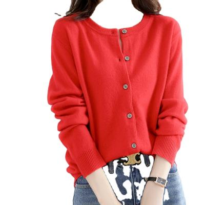 China Wholesale Price High Quality Durable Yarn Round Neck Anti-pilling Women's Cardigan Cashmere for sale