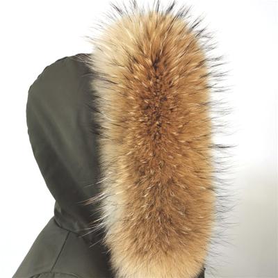 China Wholesale Garment Raccoon Fur Trim for Hood Detachable Fur Collars for sale