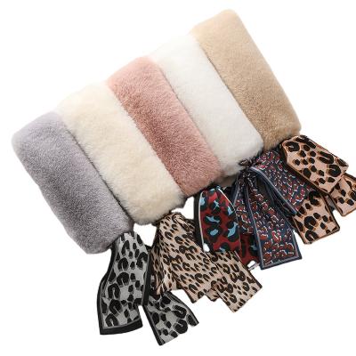 China Custom Korean Imitation Hair Collar Scarf Medium Rabbit Fur Ribbon Fur Scarf Celebrity Web Celebrity Bevel Neck Scarf Women's Fur Scarves for sale