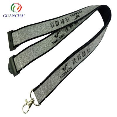 China Screen Printed High Quality Polyester Reflective Neck Lanyard Bling Custom Logo for sale