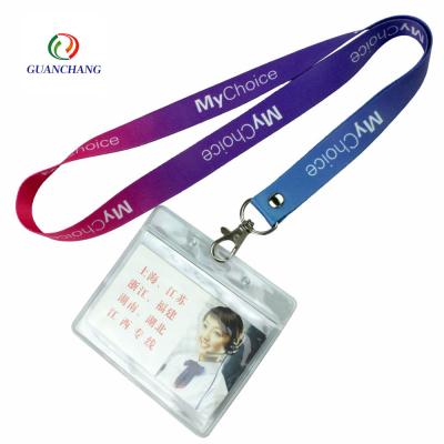 China Fashiontable and durable factory wholesale printing machine cheap custom digital lanyard with ID plastic card holder for sale