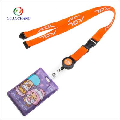 China Polyester Wholesale Fashion Cheap Reel Name Badge Holder Retractable ID Card Lanyard With Logo Customization for sale