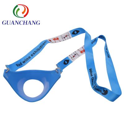 China Polyester Beer Water Bottle Wine Glass Lanyard Water Bottle Holder Neck Tie Lanyards With Your Logo for sale