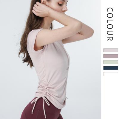 China Breathable Lady Latest Design Fitness Relax Suite Soft Fit Comfort Moisture Wicking Woman Sports Zipper Yoga T-Shirt for sale