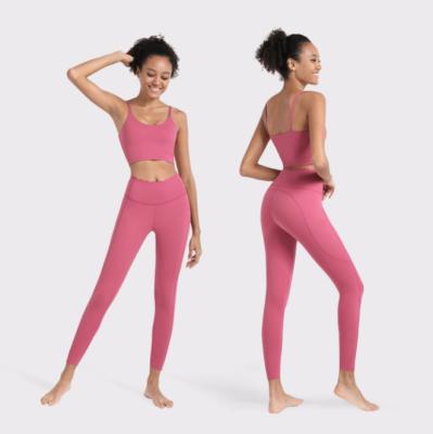 China Breathable Women Sports Suit Yoga Set Fitness Clothing Nylon Spandex Bra With Pants Yoga Set for sale