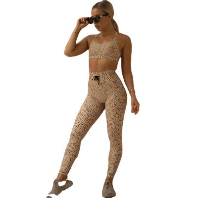 China New Fashion Women Breathable Leopard Printing Seamless Lady Fitness Yoga Set Leggings And Bra Yoga Set for sale