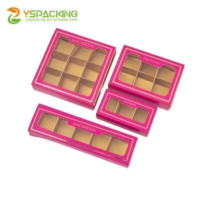 China Wholesale 9 Cavity Luxury Recyclable 3 6 Rose Sweet Cookie Macaron Packaging Paper Box Cookie Pink Packaging Gift Box for sale