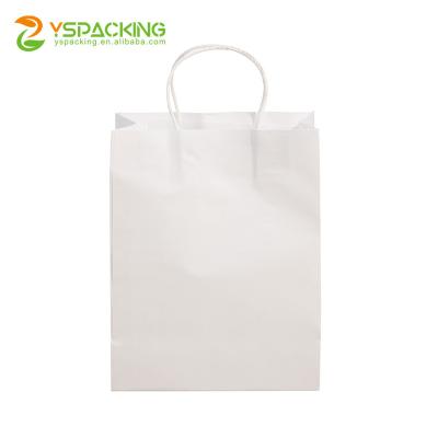 China Recyclable Wholesale Custom Printed White Luxury Shopping Paper Bag With Handle For Clothing Food Packaging for sale