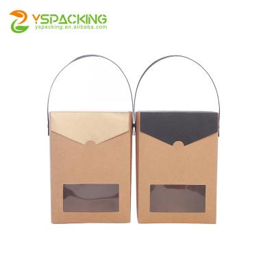 China Wholesale Universal Recyclable PVC Window Cookie Candy Chocolate Dessert Packaging Lunch Box Kraft Paper Box With Handle for sale