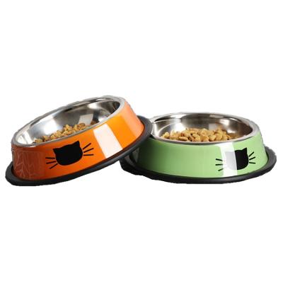 China Sustainable Hot Selling Multicolor Stainless Steel Pet Bowl Pet Bowl For Dog And Cat Feeding Bowl for sale