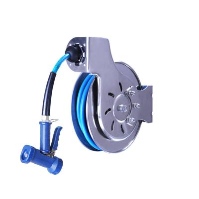 China Adjustable Wall Mounted Retractable Automatic Metal Garden Hose Reel for Restaurant and Hotel Kitchen for sale