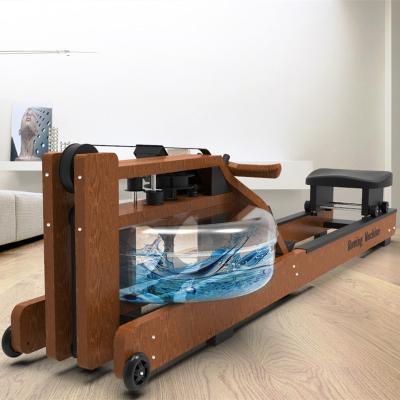 China Hot Selling Universal Commercial Body Building Water Wooden Magnetic Folding Rowing Machine for sale