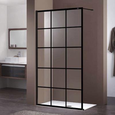 China Modern Matte Black European French Style Three Panel Walk In Shower Shower Glass Screen Door for sale