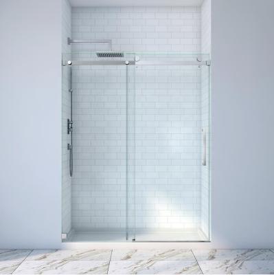 China Hotel 10mm Frameless Sliding Shower Door Black Glass Stainless Glass Box Easy Clean Glass Frameless Sliding Glass Door for sale