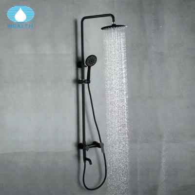 China European Black Floor Stand Faucets Bath Shower Mixer Tap Faucet Set Price for sale