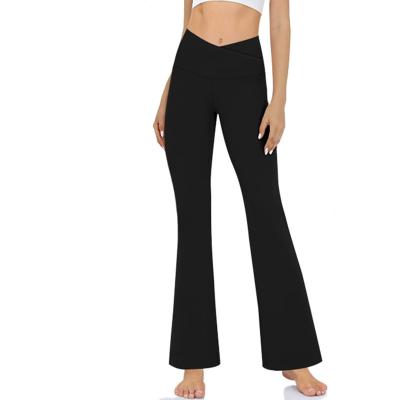 China Anti-wrinkle women's V waist cross design pants fashion pants OEM factory sporty and stylish sexy pants for sale