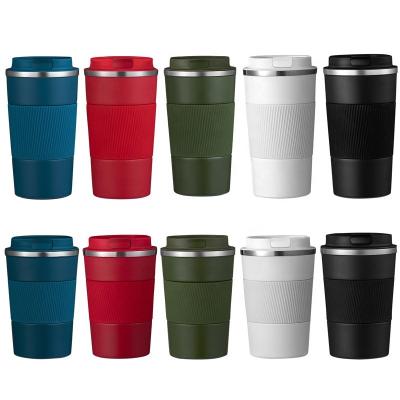 China Matte Coffee Mug 380ml 510ml Silicone Sleeve Office Water Cup Premium Vacuum Stainless Steel Custom Logo for sale