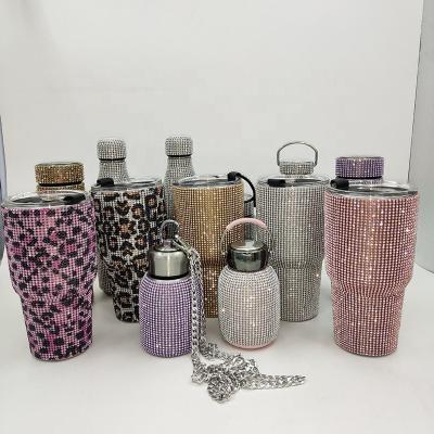 China Viable Diamond Thermos Water Bottle Rhinestone Thermos Mug, High End Insulated Diamond Vacuum Flask Sparkling Bottle Stainless Steel for sale