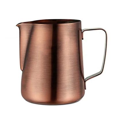 China Viable Stainless Steel Tea and Fruit Infusion Water Filter Pitchers Copper Milk Coffee Latte Art Teflon Milk Pitcher Jug Bronze Cup for sale