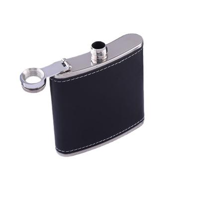 China Wholesale 6oz 8oz 10oz Minimalist Black Leather Etched Liquor Hip Flask Boxed Gift Set Stainless Steel Laser Shape Premium Custom Logo for sale