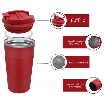 China Amazon Selling Wholesale 510ML Stainless Steel Travel Viable Hot Mugs With Handle Rubber Thermal Insulated Coffee Mug for sale