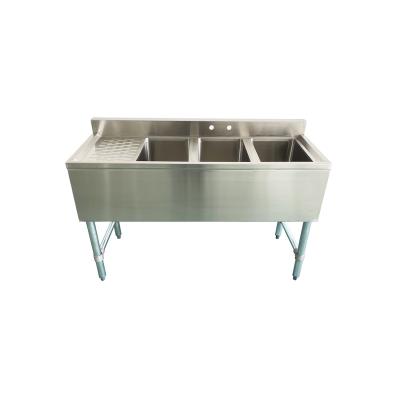 China Hotel Jincheng NSF Customized Fashion Design Commercial Bar Sink With Three Drainer Bowl 304S/S Bar Sink for sale