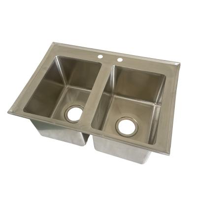 China High Quality Hotel Jincheng NSF 2 Tubs For Kitchen Customized Heavy Duty 304S/S Stainless Steel Metal Drop In Sink for sale