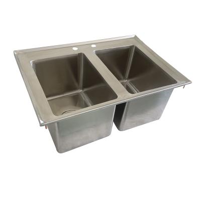 China High Quality Hotel NSF 2 Tubs For Kitchen Customized 304S/S Stainless Steel Metal Drop In Sink for sale