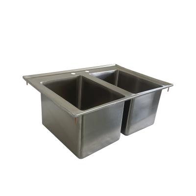 China High Quality Hotel Jincheng NSF 2 Tubs For Kitchen Customized Heavy Duty 304S/S Stainless Steel Metal Drop In Sink for sale