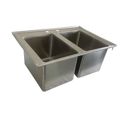 China High Quality Hotel NSF 2 Tubs For Kitchen Customized Heavy Duty 304S/S Stainless Steel Metal Drop In Sink for sale