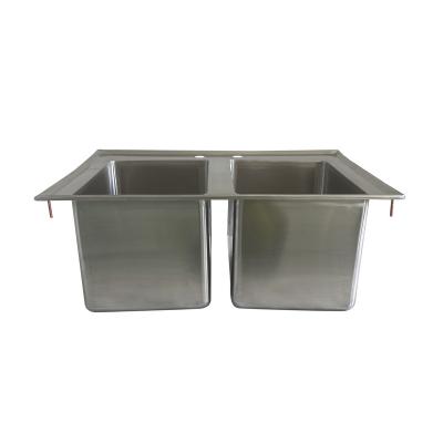 China High Quality Hotel NSF OEM 2 Tubs For Kitchen Customized Heavy Duty 304S/S Stainless Steel Metal Drop In Sink for sale