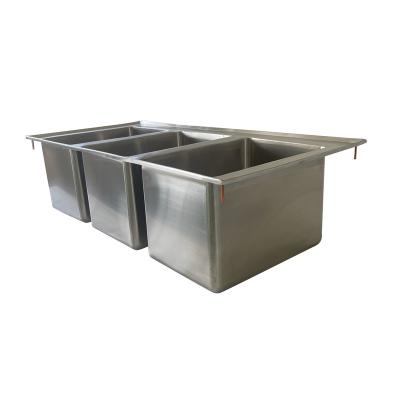 China High Quality Hotel NSF OEM ODM 3 Tubs For Kitchen Customized Heavy Duty 304S/S Stainless Steel Metal Drop In Sink for sale