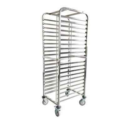 China Hotel Jincheng Stainless Steel Commercial Grade 20-Tier Sheet Knock Down With Brake Wheels Cover Pan Rack for sale