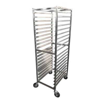 China Hotel Jincheng Stainless Steel Commercial Grade 20-Tier Sheet Knock Down With Brake Wheels Square Top Pan Rack for sale