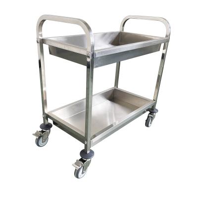 China Modern High Quality Solid Stainless Steel 2 Tiers Jincheng Commercial Kitchen Customized Dismantling Trolley Collecting Trolley for sale