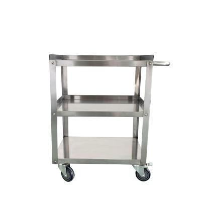 China Jincheng Solid Modern High Quality Stainless Steel 2 Tiers Food and Beverage Cart Commercial Customized Serving Kitchen Cart for sale