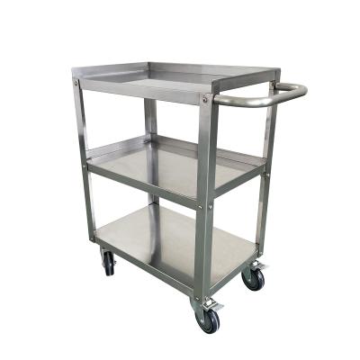 China Jincheng Solid Modern High Quality Stainless Steel 3 Tiers Food and Beverage Cart Customized Commercial Kitchen Cart Serving Cart for sale