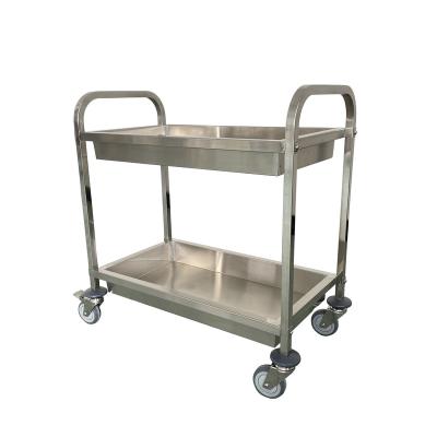 China Modern High Quality Solid Stainless Steel 2 Tiers Jincheng Kitchen 304 Commercial Customized Dismantling Trolley for sale