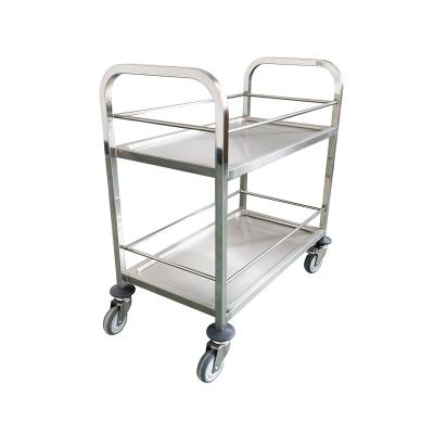 China Jincheng Modern High Quality Stainless Steel Solid 2 Tier Food and Beverage Diner Cart Customized Kitchen Drinking Trolley for sale