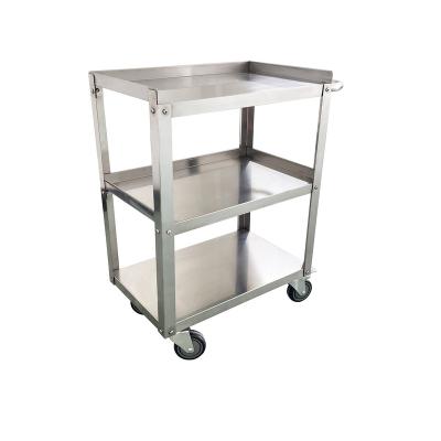 China Jincheng Solid Modern High Quality Stainless Steel 3 Tiers Food and Beverage Cart Customized Commercial Kitchen Cart Serving Cart for sale